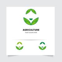 plat emblème logo conception pour agriculture avec le concept de vert feuilles vecteur. vert la nature logo utilisé pour agricole systèmes, Les agriculteurs, et plantation des produits. logo modèle. vecteur