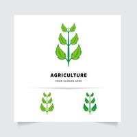 plat emblème logo conception pour agriculture avec le concept de vert feuilles vecteur. vert la nature logo utilisé pour agricole systèmes, Les agriculteurs, et plantation des produits. logo modèle. vecteur