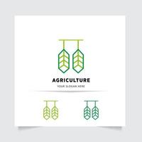 plat emblème logo conception pour agriculture avec le concept de vert feuilles vecteur. vert la nature logo utilisé pour agricole systèmes, Les agriculteurs, et plantation des produits. logo modèle. vecteur