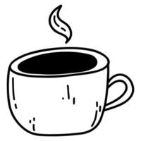 main tiré café agresser icône. griffonnage vecteur illustration de tasse avec café ou thé avec fumer, dessin animé conception élément