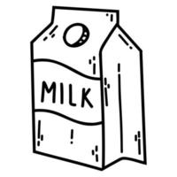 main tiré griffonnage carton de lait. contour vecteur illustration de laitier produit