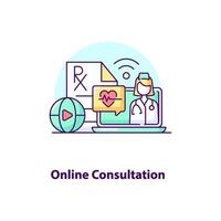 icône de concept créatif de consultation en ligne vecteur