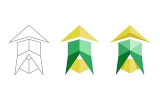 Ensemble de flèches polygonales, plates et contour isolé sur fond blanc vecteur