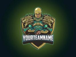 guerrier blindé pour le logo esports vecteur