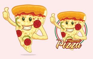 conception de mascotte de pizza pour le vendeur de pizza vecteur
