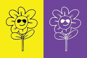 fleur portant des lunettes de soleil emoji vecteur