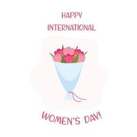 illustration de la journée internationale de la femme avec bouquet de fleurs. vecteur