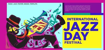 conception de bannière de la journée internationale du jazz coloré de vecteur