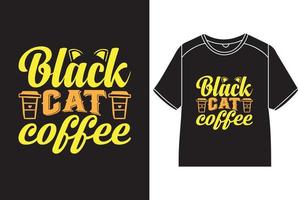 noir chat café T-shirt conception vecteur