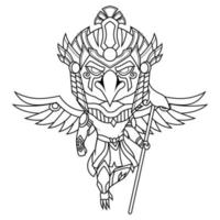 horus chibi mascotte logo ligne art vecteur