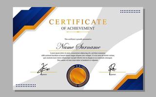 certificat conception Facile moderne a4 luxe certificat bleu or Couleur vecteur