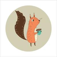écureuil mignon tenant illustration de dessin animé de noix de gland vecteur