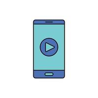 mobile, vidéo, jouer, mobile vidéo icône vecteur