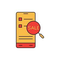 vendre, mobile, recherche, mobile vente chercher icône vecteur