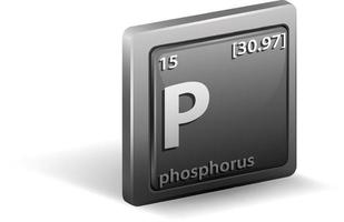 élément chimique phosphore. symbole chimique avec numéro atomique et masse atomique. vecteur