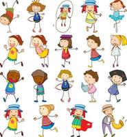 ensemble d & # 39; enfants différents dans un style doodle vecteur