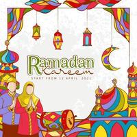illustration de ramadan kareem dessiné à la main vecteur