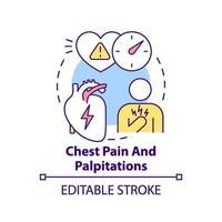 icône de concept de douleur thoracique et palpitations vecteur