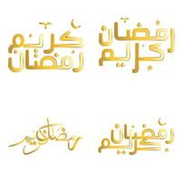 célébrer Ramadan kareem avec d'or islamique calligraphie vecteur illustration.