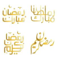 célébrer Ramadan kareem avec d'or calligraphie vecteur illustration.