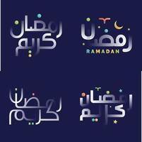 moderne Ramadan kareem calligraphie pack avec blanc brillant texte et coloré accents vecteur