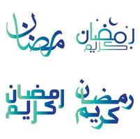 célébrer Ramadan kareem avec élégant pente vert et bleu calligraphie vecteur illustration.
