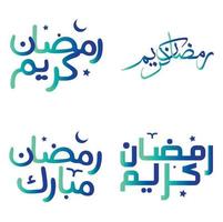 célébrer Ramadan kareem avec élégant vert et bleu pente calligraphie vecteur conception.