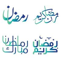 pente vert et bleu arabe calligraphie vecteur conception pour Ramadan kareem vœux.