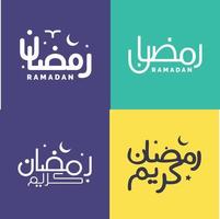 ensemble de Facile arabe calligraphie pour Ramadan mubarak et Ramadan kareem vœux. vecteur
