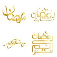 élégant d'or calligraphie pour Ramadan kareem salutation cartes vecteur illustration.