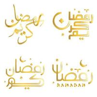 célébrer Ramadan kareem avec islamique d'or calligraphie vecteur illustration.