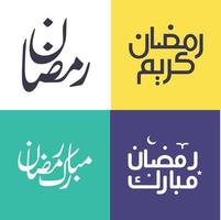 célébrer Ramadan kareem avec Facile et élégant arabe calligraphie paquet. vecteur
