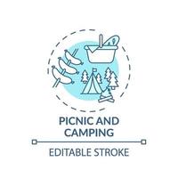 icône de concept pique-nique et camping vecteur