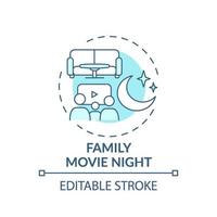 icône de concept de nuit de film familial vecteur