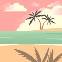 tropical été plage avec palmiers. bord de mer paysage, tropical plage se détendre ou bord de mer paysage. vecteur