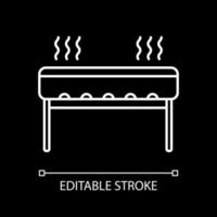 barbecue grill icône linéaire blanche pour thème sombre vecteur