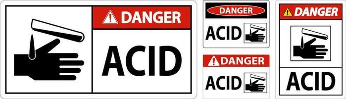 danger acide signe sur blanc Contexte vecteur
