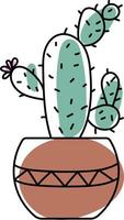 cactus dans une marron pot peint avec coloré taches vecteur