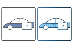 voiture diagnostic icône illustration. voiture icône avec portable. icône en relation à voiture service, voiture réparation. deux Ton icône style, direct couleur. Facile vecteur conception modifiable