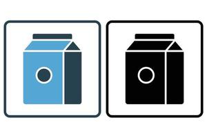 Lait boîte icône illustration. icône en relation à boire. solide icône style. Facile vecteur conception modifiable