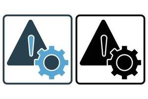 avertissement icône avec engrenage. icône en relation à outil. solide icône style. Facile vecteur conception modifiable