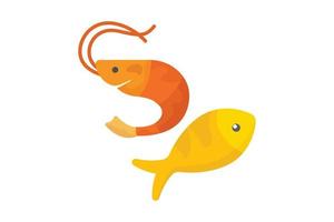 poisson et crevette icône illustration. icône en relation à Fruit de mer. plat icône style. Facile vecteur conception modifiable