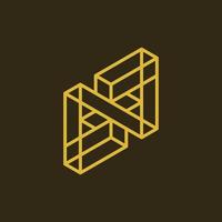 initiale lettre n bloquer d'or géométrique logo vecteur
