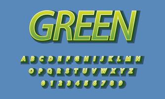 alphabet de police de texte vert vecteur