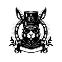 lapin avec une steampunk chapeau une unique et mémorable logo illustration vecteur