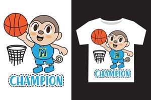 champion singe basketball joueur illustration pour des gamins t chemise conception vecteur