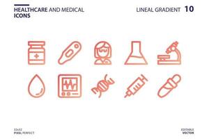 icône de soins de santé et médical dans un style dégradé de ligne vecteur