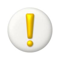 d'or exclamation marque symbole sur une blanc bouton. attention ou mise en garde signe icône. 3d réaliste conception élément. vecteur