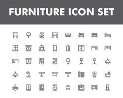 jeu d'icônes de meubles isolé sur fond blanc. pour la conception de votre site Web, logo, application, interface utilisateur. illustration graphique vectorielle et trait modifiable. eps 10. vecteur