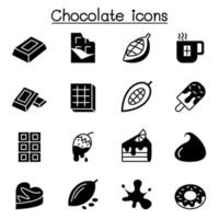 cacao, chocolat, cacao icon set vector illustration graphisme